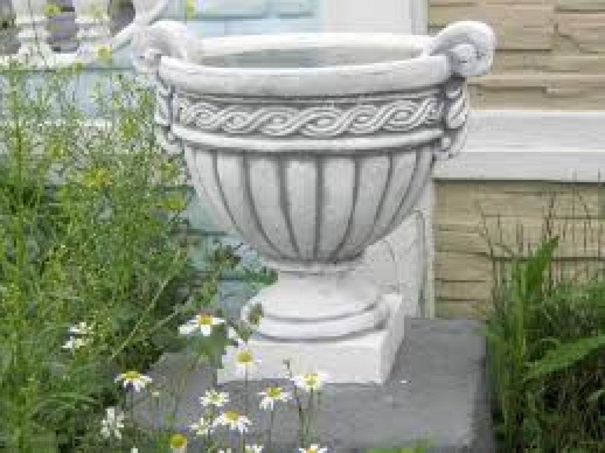 Садовый вазон, варианты: бетон, мраморная крошка-0
